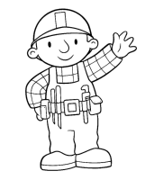 A coloring page of bob the builder